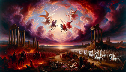 The Second Coming: Christ's Glorious Arrival Amid Fiery Skies