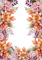 Orange and red modern background invitation template with floral and flower