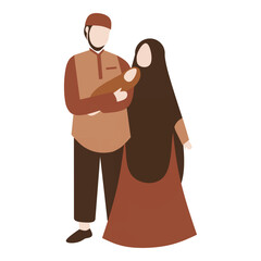Obraz premium Muslim family portrait vector. Faceless muslim characters