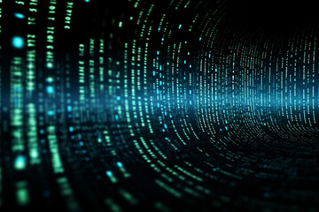 High Speed Connection and Data Analysis Technology Digital Abstract Background. Digital binary data on computer screen background.