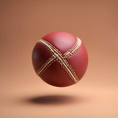 Cricket ball isolated on brown background. 3d rendering.