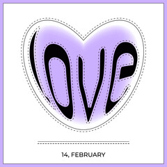 Modern design templates of  Valentines day and Love card, banner, poster, cover. Trendy minimalist design with typography. Style y2k. Pale purple, violet colors. Vector illustration