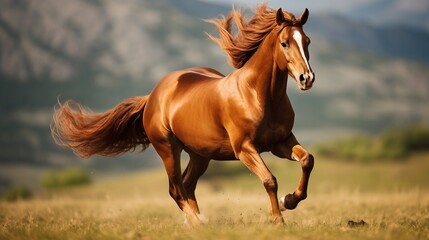 Horses running in the meadow  .Generative AI