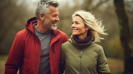 Fototapeta premium Happy senior couple in autumn park