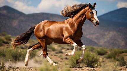 Horses running in the meadow