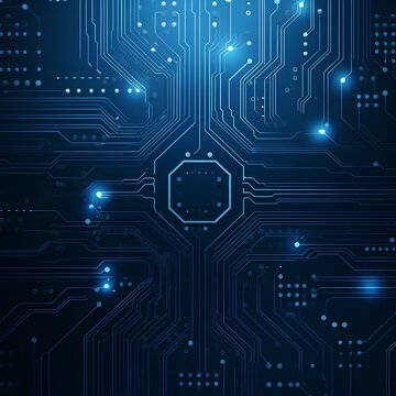 Blue digital background with technology circuit board Electronic motherboard circuit