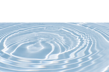 Fototapeta premium Defocus blurred transparent blue colored clear calm water surface texture with splashes reflection. Trendy abstract nature background. Water waves in sunlight with copy space. Blue watercolor shine.