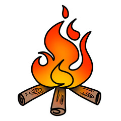bonfire, camp fire, simple flat illustration