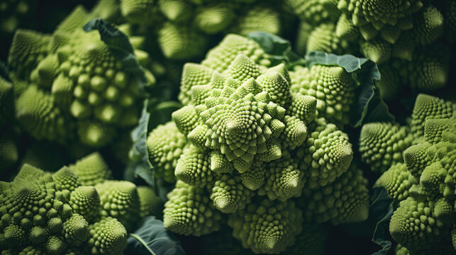 Green romanesco cauliflower close-up Generative Ai
