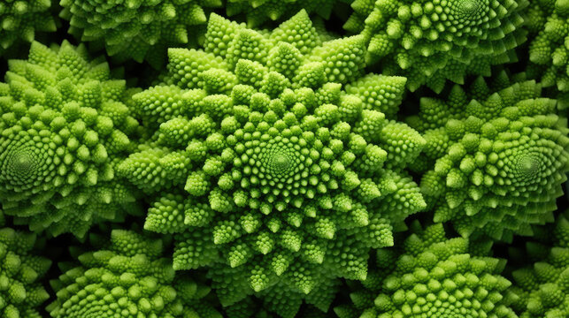 Green romanesco cauliflower close-up Generative Ai