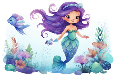 Obraz na płótnie Canvas mermaid and fish illustration