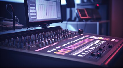 Modern Music Recording Studio .Control Desk  .Generative AI
