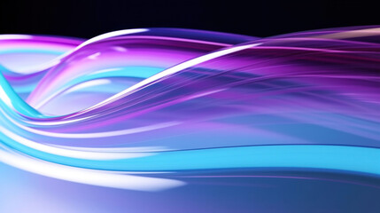 Abstract background with pink, purple and blue glass waves on black background