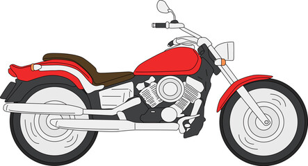 Fototapeta premium クラシカルなアメリカンバイクのイラスト「レッド」