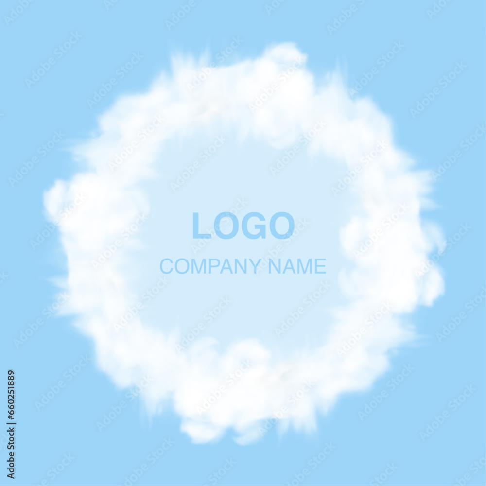 Aufkleber circular clouds form a frame resembling a ring. cloud circle frame and round frame made of fluffy ci