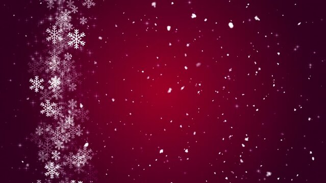Holiday Winter Snowflakes Christmas Background. Christmas Snowfall Background. Seamless Loop