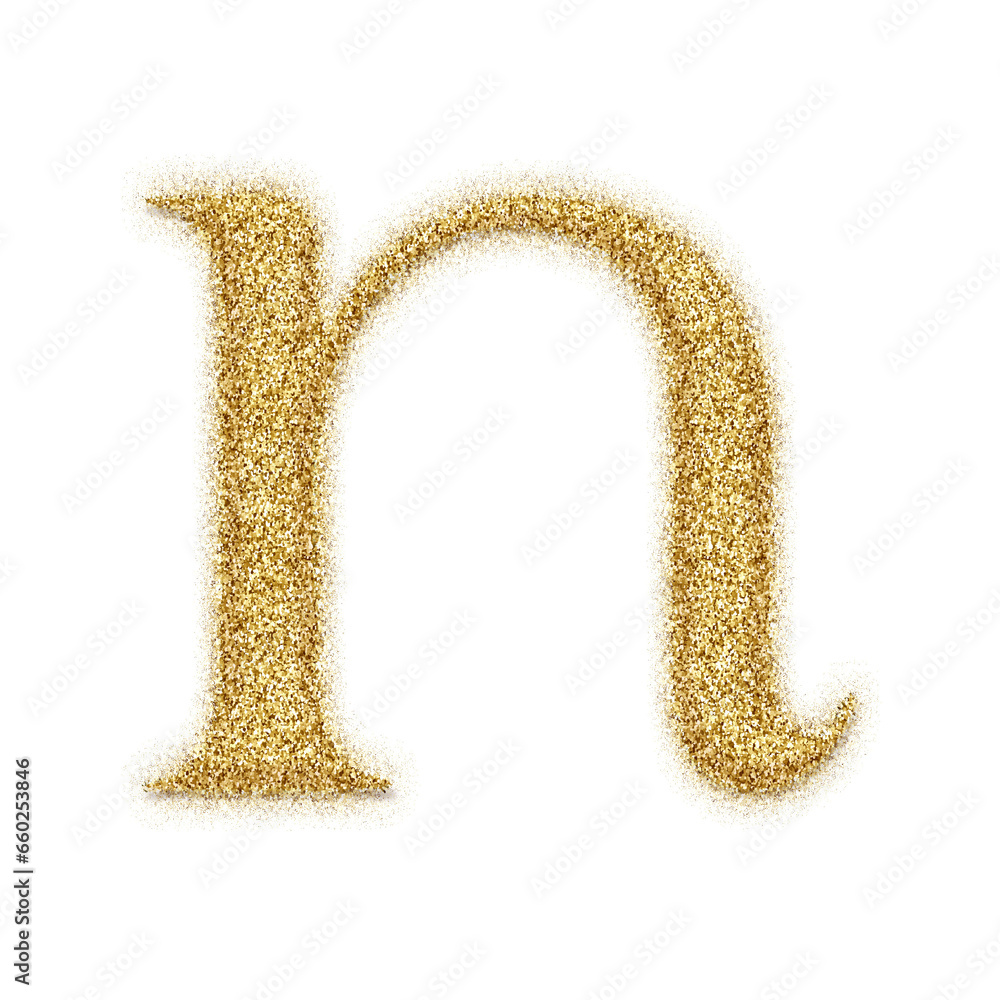 Poster gold glitter alphabet letters from a to z, isolated on transparent background, lowercase. this is a 