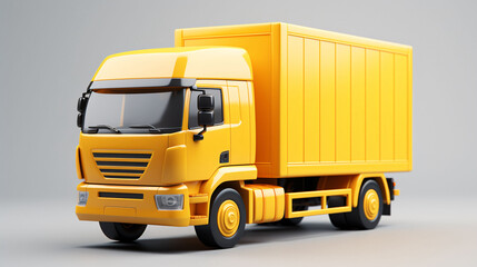 Yellow truck axlemap, online shopping and logistics concept 3D rendering