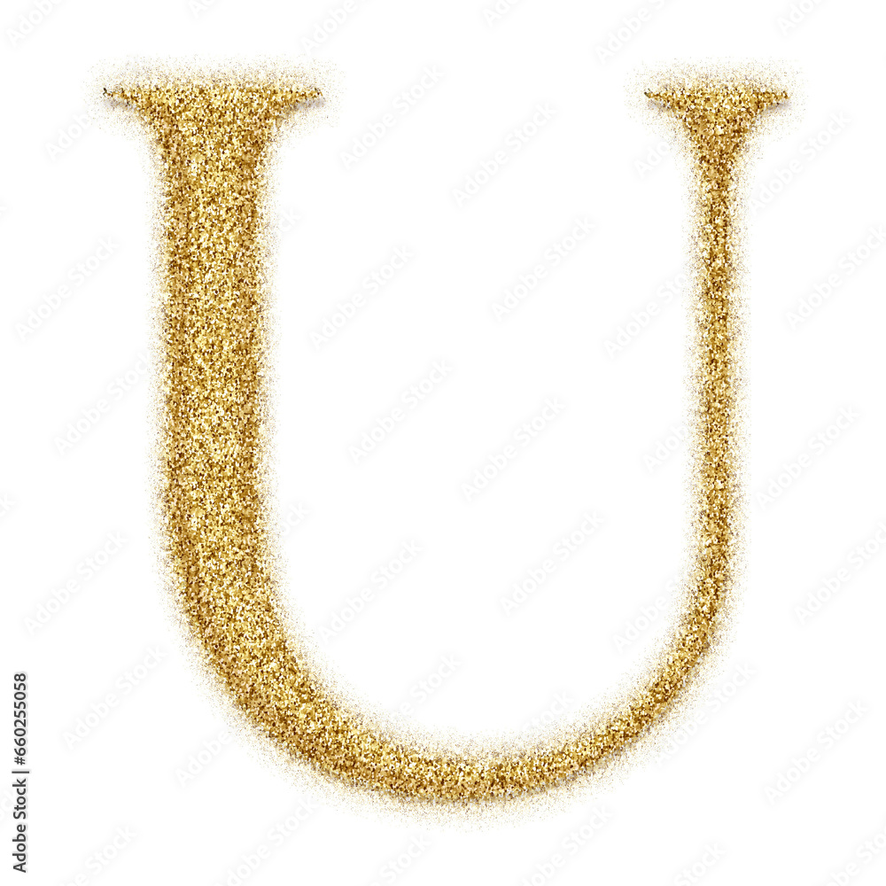 Poster gold glitter alphabet letters from a to z, isolated on transparent background, uppercase. this is a 