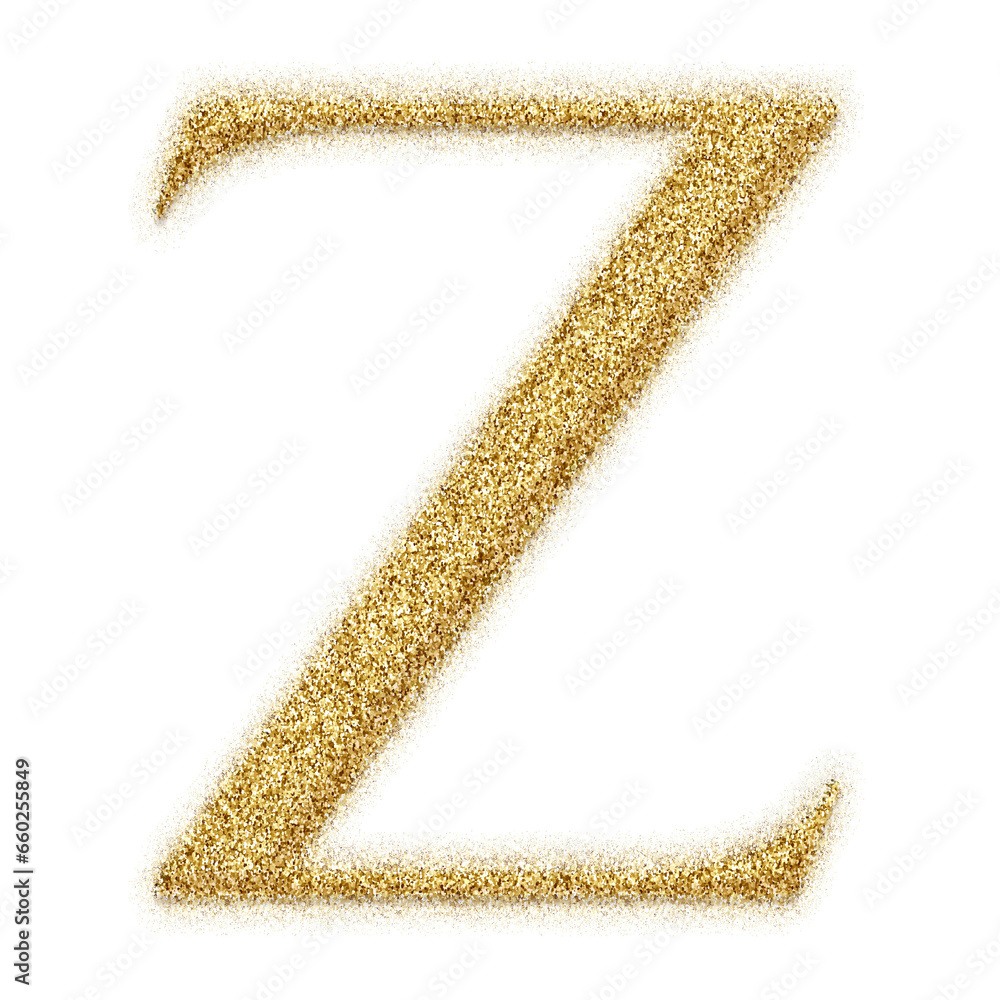Poster gold glitter alphabet letters from a to z, isolated on transparent background, uppercase. this is a 