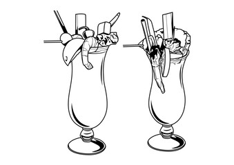 cocktail vector line art illustration transparent background