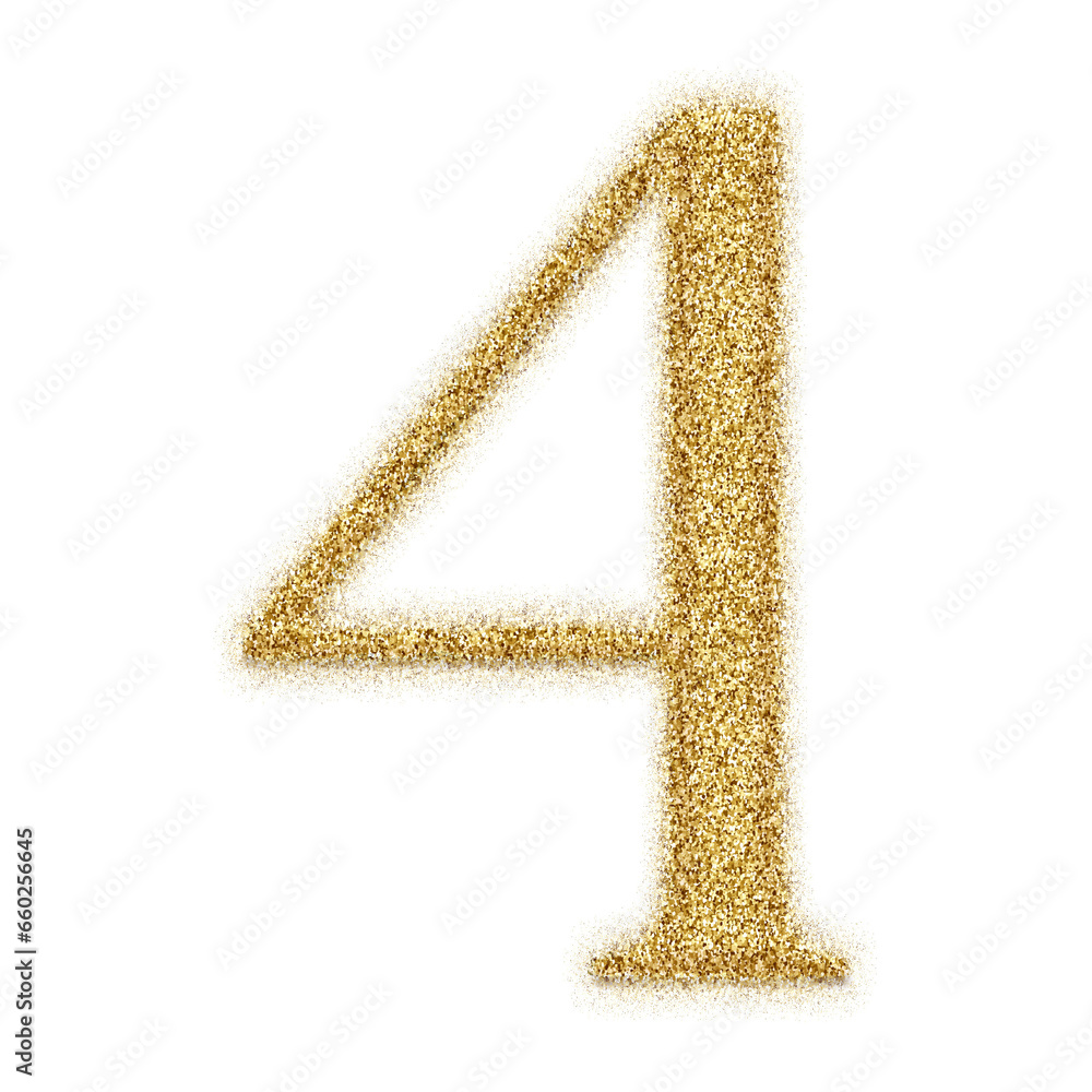 Poster gold glitter number from 0 to 9 isolated on transparent background. this is a part of a set which al