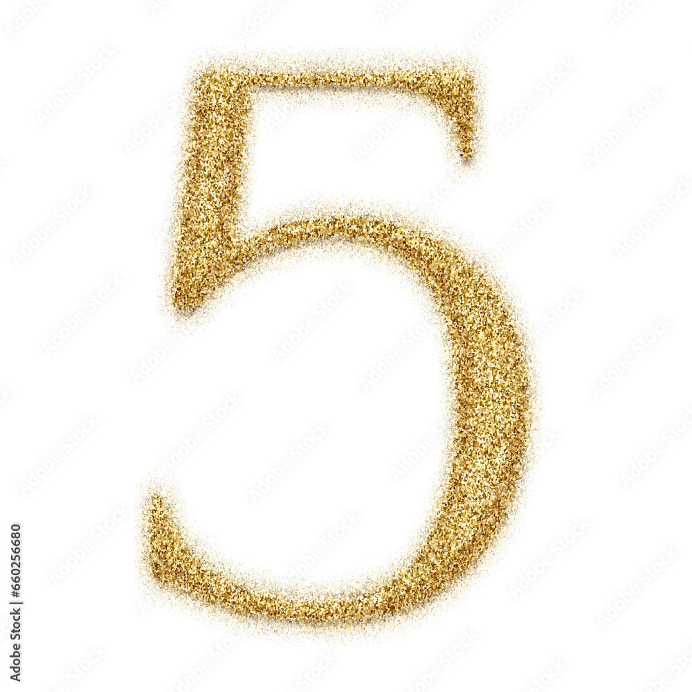 Poster gold glitter number from 0 to 9 isolated on transparent background. this is a part of a set which al