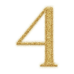 Gold glitter number from 0 to 9 isolated on transparent background. This is a part of a set which also includes letters and symbols