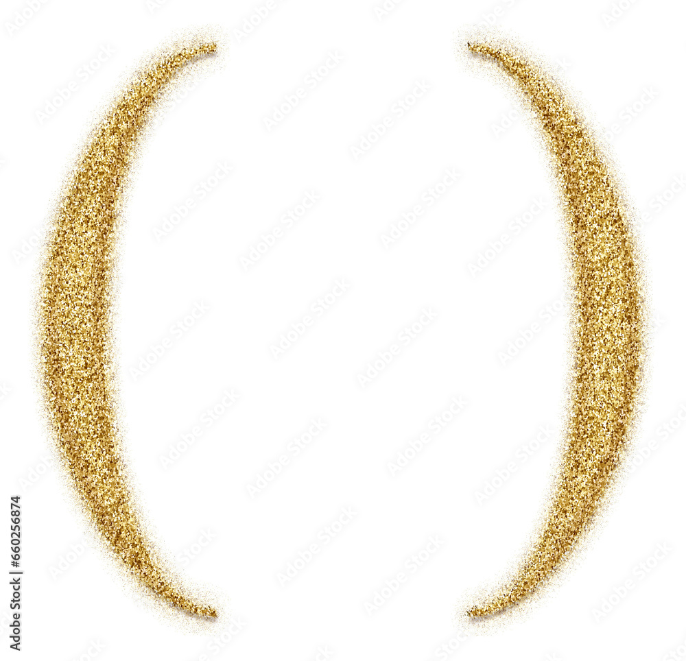 Poster gold glitter parentheses, brackets, symbol isolated on transparent background. this is a part of a s