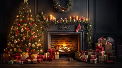 a lit up christmas tree in a cozy home at night