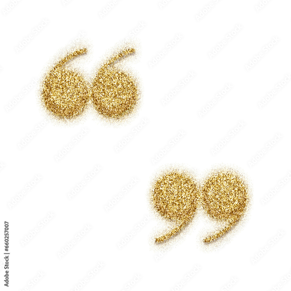 Poster gold glitter quote quotation symbol isolated on transparent background. this is a part of a set whic