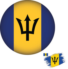 Barbados Flag Round Shape