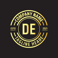 Professional simple Letter DE Circle Luxury Gold Color Vector Logo Template