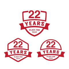Obraz premium 22 years anniversary celebration logotype. 22nd anniversary logo collection. Set of anniversary design template. Vector illustration.
