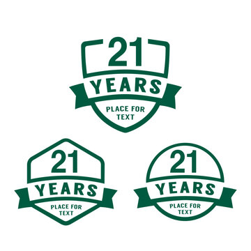 21 years anniversary celebration logotype. 21st anniversary logo collection. Set of anniversary design template. Vector illustration.