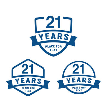 21 years anniversary celebration logotype. 21st anniversary logo collection. Set of anniversary design template. Vector illustration.