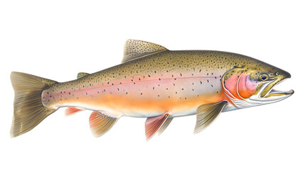 Cutthroat Trout, realistic, side view, illustration, transparent png, no background, generative ai