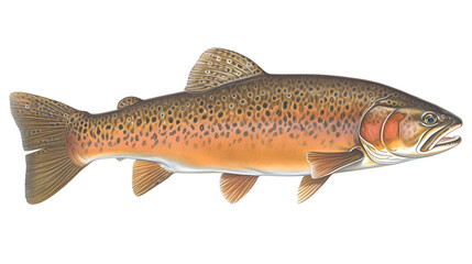 Tiger Trout, realistic, side view, illustration, transparent png, no background, generative ai