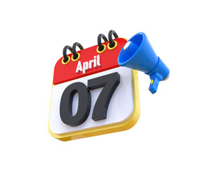 7th Day April Calendar 3D 