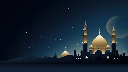 Ramadan Kareem background. Mosque silhouette background, Islamic design greeting card - obrazy, fototapety, plakaty