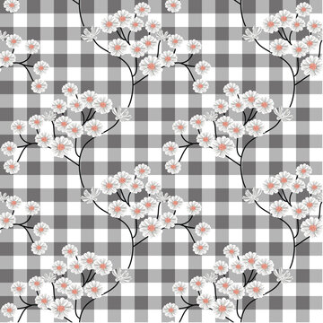 seamless small vector flower with cheeks design pattern on background