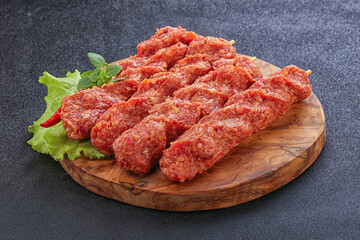 Raw beef kebab minced meat