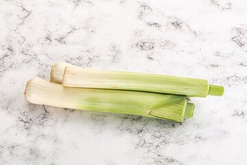 Raw natural ripe organic leek onion