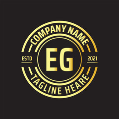 Professional simple Letter EG Circle Luxury Gold Color Vector Logo Template
