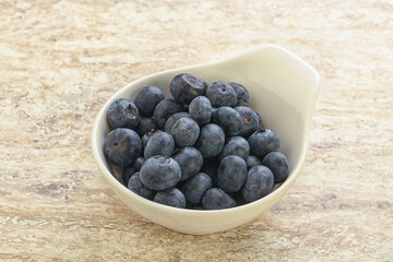 Sweet ripe blueberry heap in the bowl