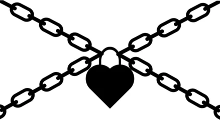 Foto op Plexiglas Heart and metal chain protection concept icon. Vector illustration on a white background. © Ірина Гринюк
