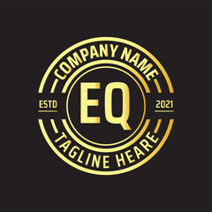 Professional simple Letter EQ Circle Luxury Gold Color Vector Logo Template