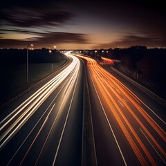Fototapeta na wymiar long exposure photo of cars driving along a motorway 