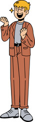 Friendly man in formal suit cartoon character