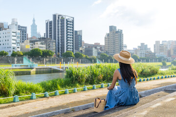 Travel woman visit Taipei city